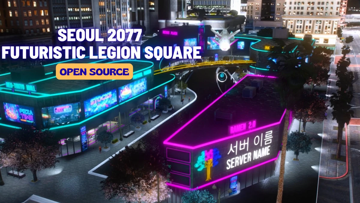 Seoul 2077 MLO FiveM | Futuristic Legion Square Cyberpunk Map | Open Source